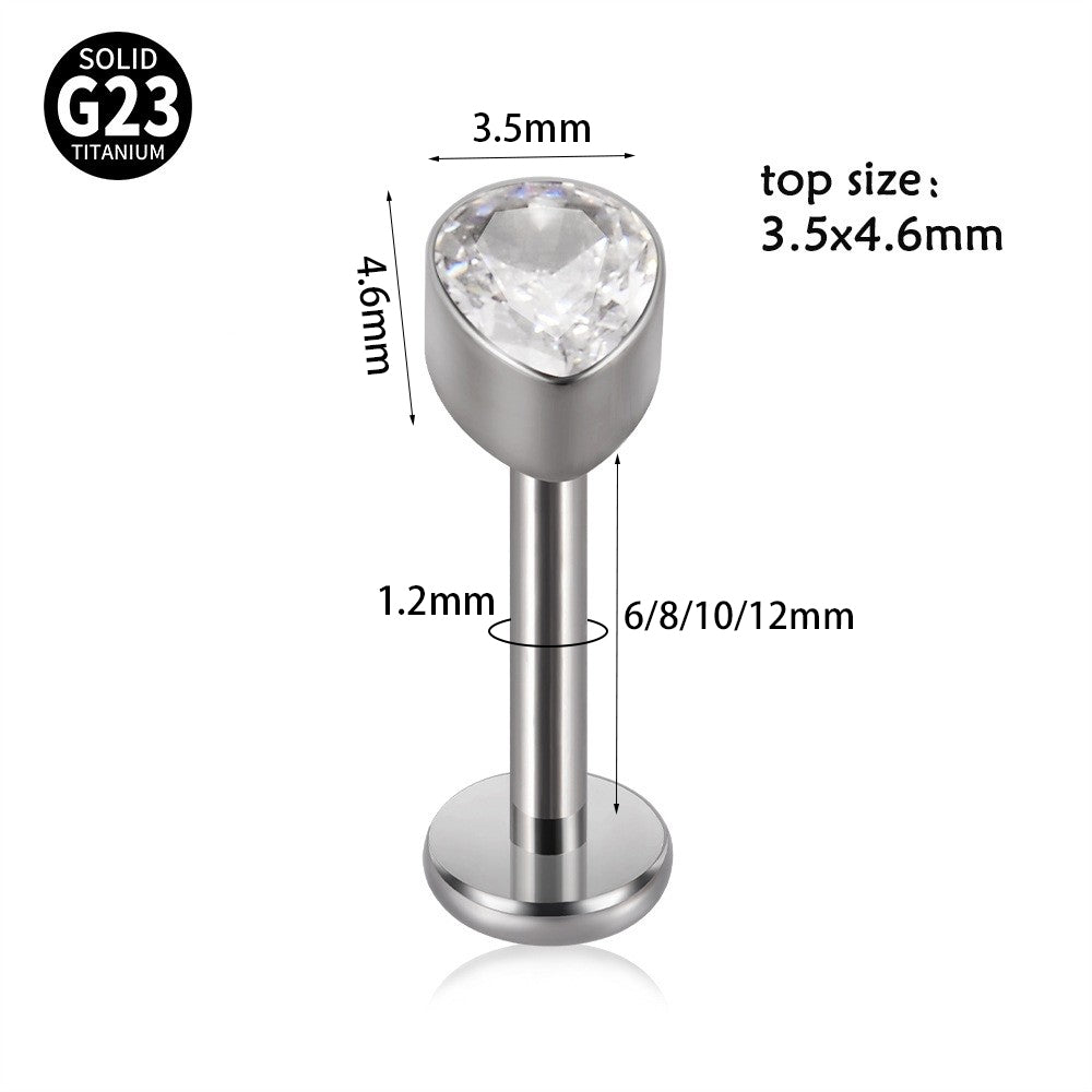 G23 Titanium Opal Resin Water Drop Ear Cartilage & Lip Ring Studs