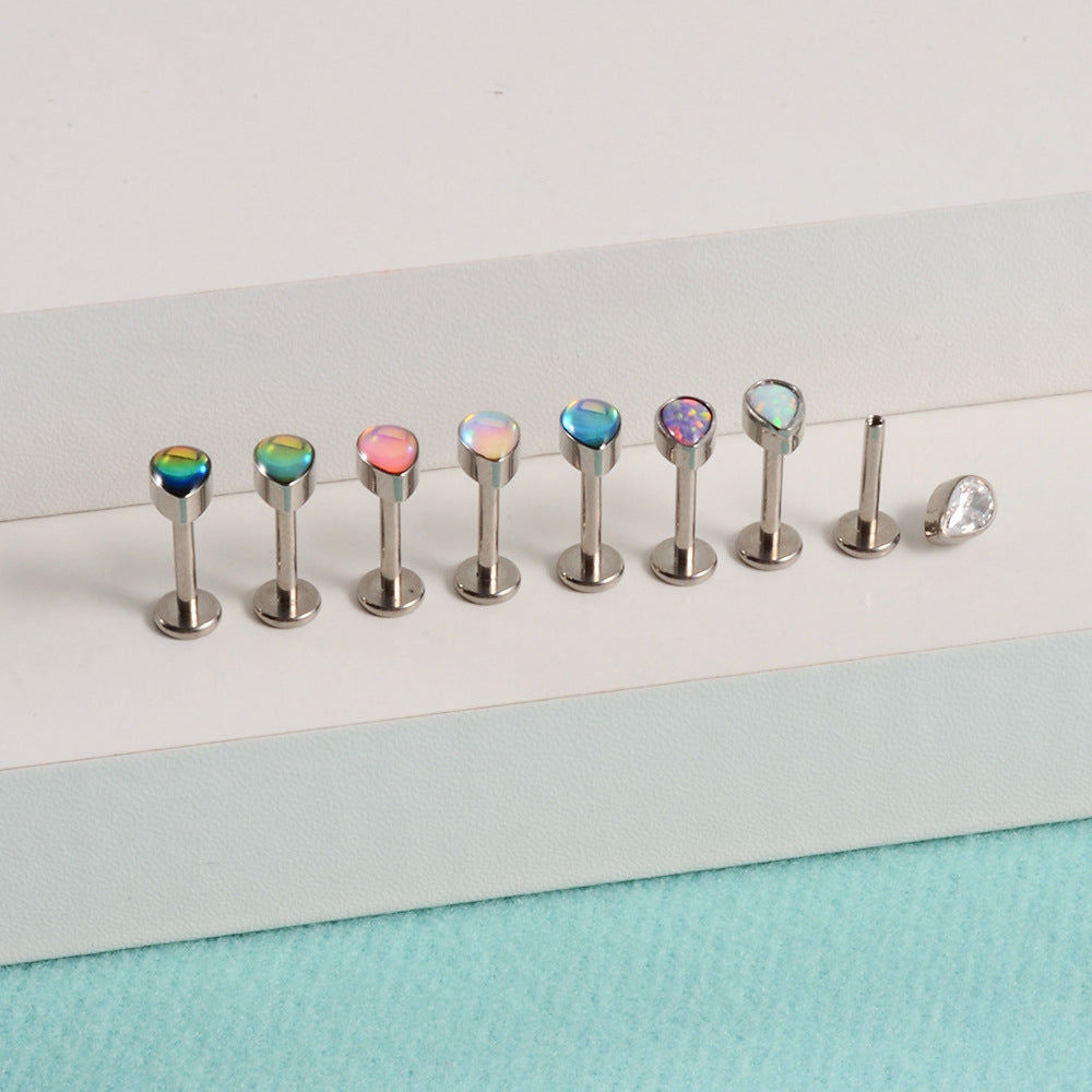 G23 Titanium Opal Resin Water Drop Ear Cartilage & Lip Ring Studs