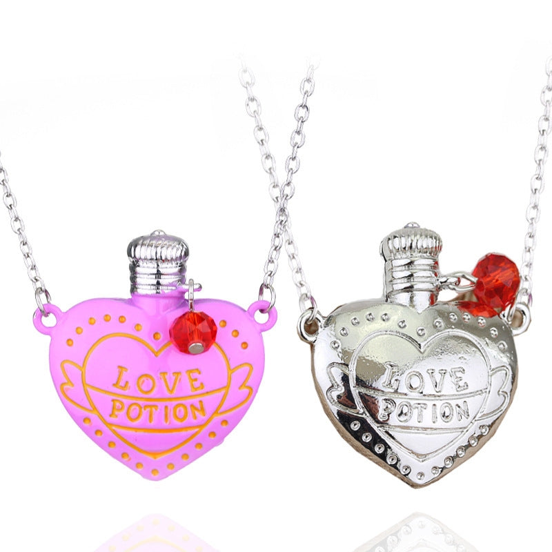 Elegant Heart Shape Alloy Plating Love Potion Couple Pendant Necklace