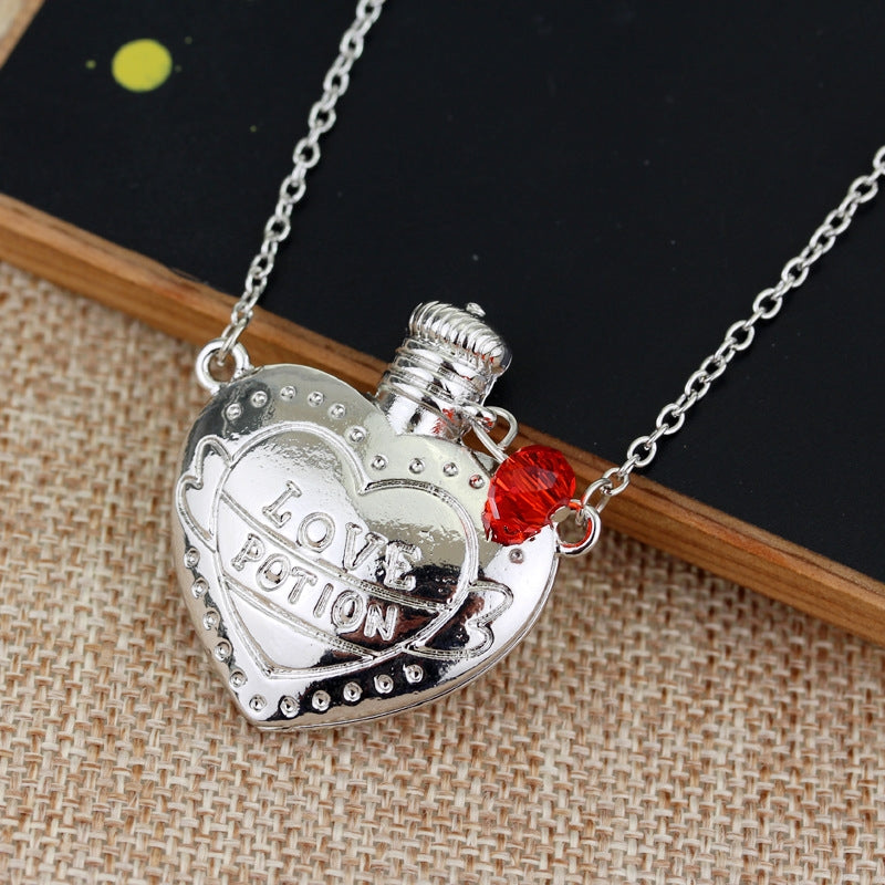 Elegant Heart Shape Alloy Plating Love Potion Couple Pendant Necklace