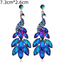 Elegant Luxurious Peacock Crystal Drop Earrings