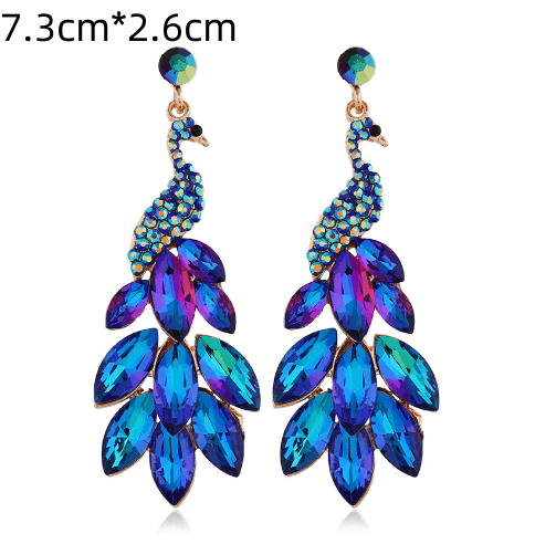 Elegant Luxurious Peacock Crystal Drop Earrings