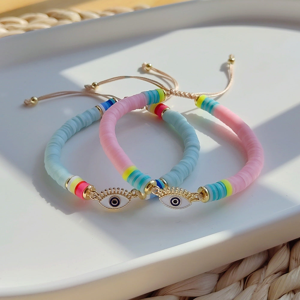 Ethnic Style Colorful Evil Eye Soft Clay Beaded Women's Bracelet