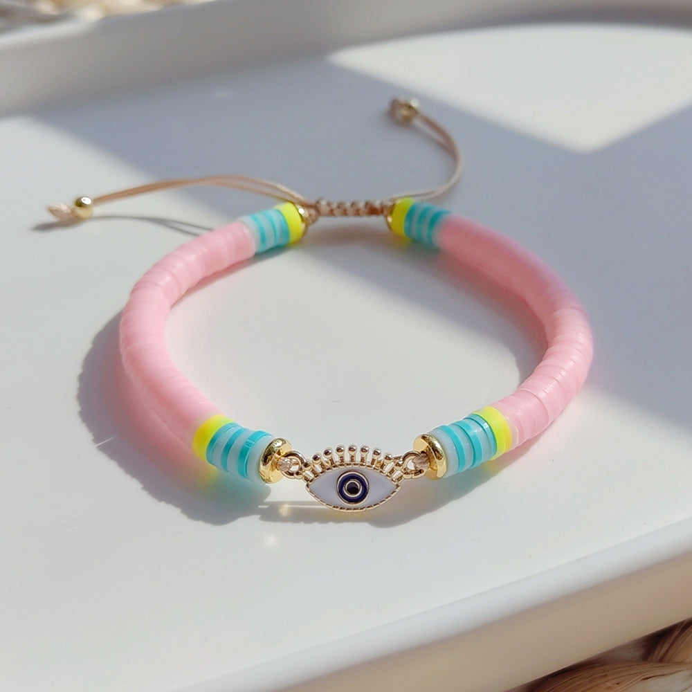 Ethnic Style Colorful Evil Eye Soft Clay Beaded Women's Bracelet