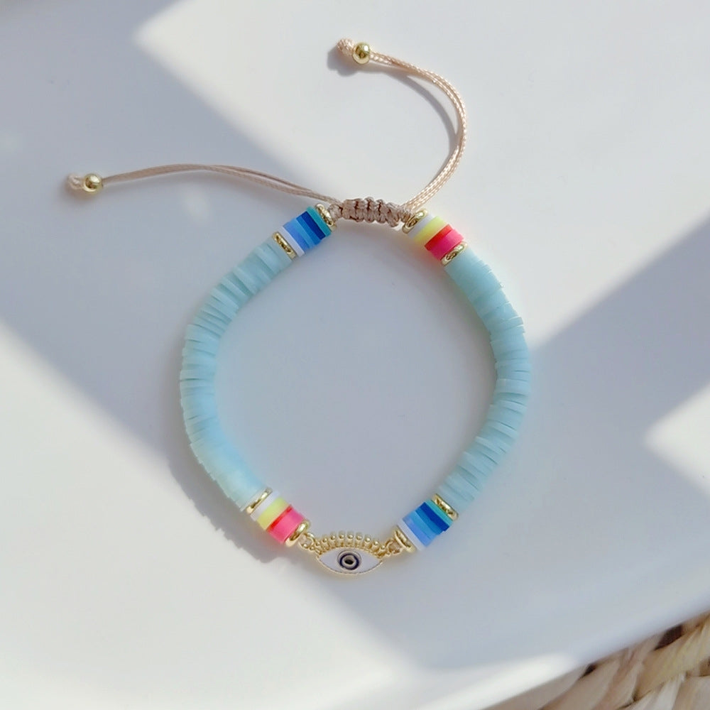Ethnic Style Colorful Evil Eye Soft Clay Beaded Women's Bracelet