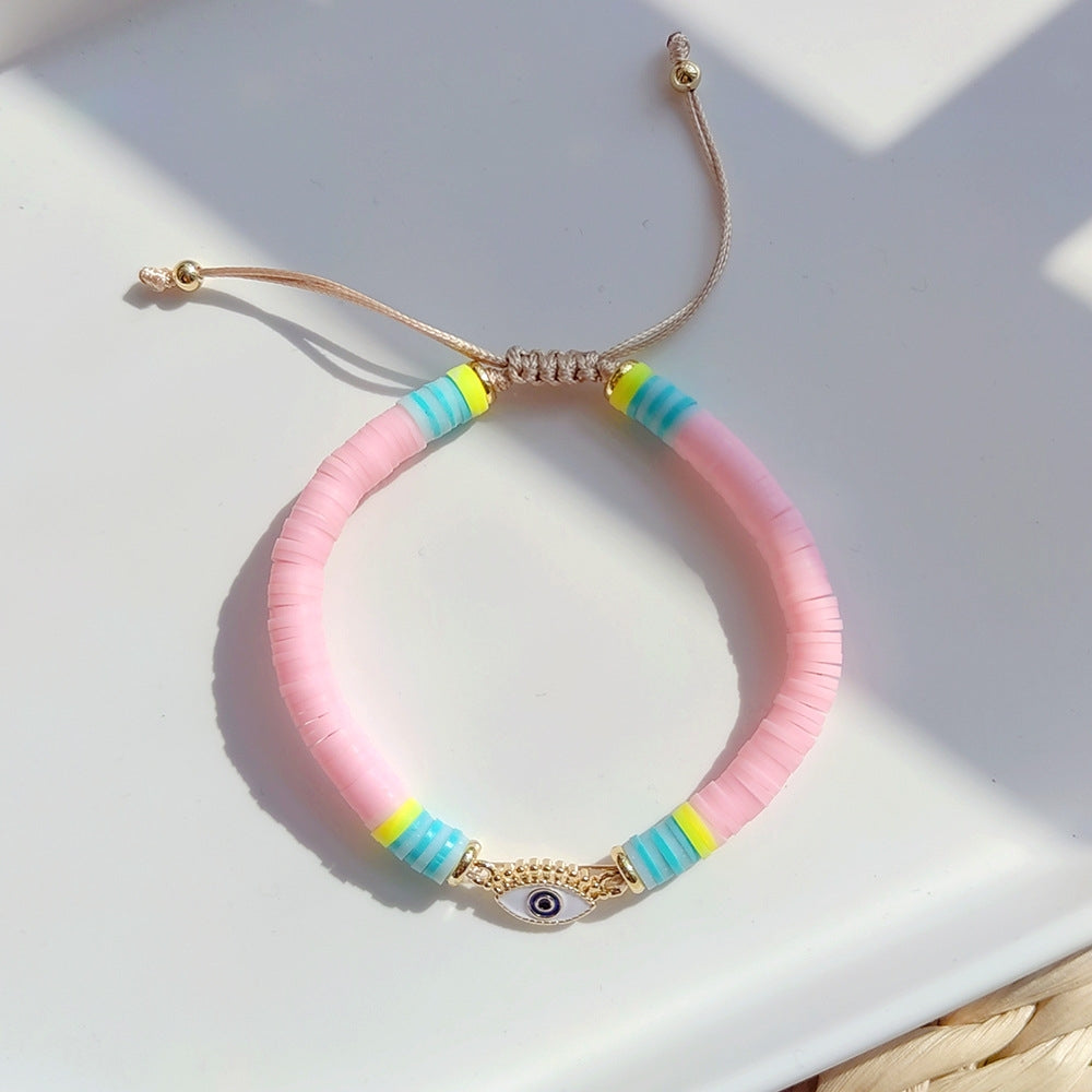 Ethnic Style Colorful Evil Eye Soft Clay Beaded Women's Bracelet