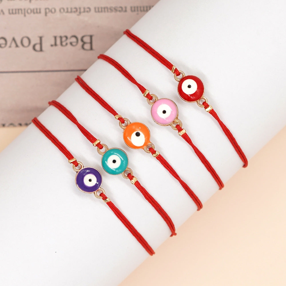 Ethnic Style Multicolor Alloy Eye Handwoven Unisex Bracelet