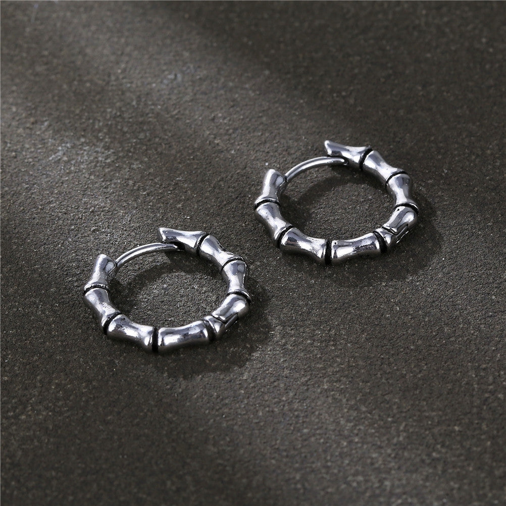 Fashion Bamboo Titanium Steel Men's Hoop Earrings