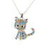 Fashion Cat Pendant Necklace with Colorful Rhinestones for Women