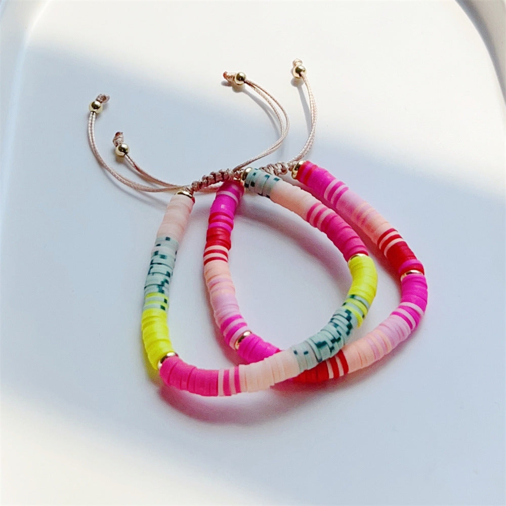 Fashion Bohemian Color Block Clay Beaded Women's Bracelet