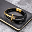 Fashion Cross Cowhide Leather Men's Bracelet with Ankh Charm