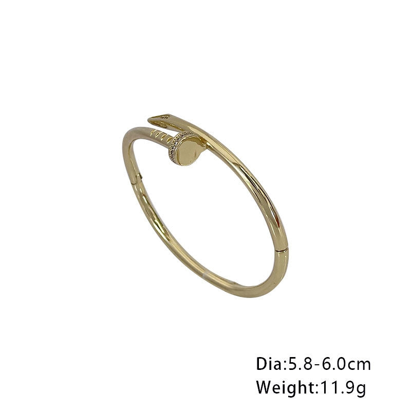 Fashion Adjustable Gold-Plated Copper Bangle Bracelet