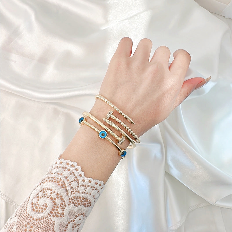 Fashion Adjustable Gold-Plated Copper Bangle Bracelet