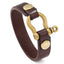 Fashion Geometric Alloy Cowhide Men's Bracelet with Horseshoe Clasp