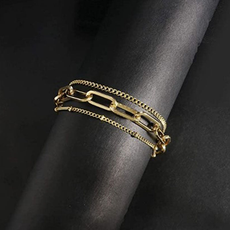 Geometric Alloy Double Layer Paper Clip Women's Bracelet