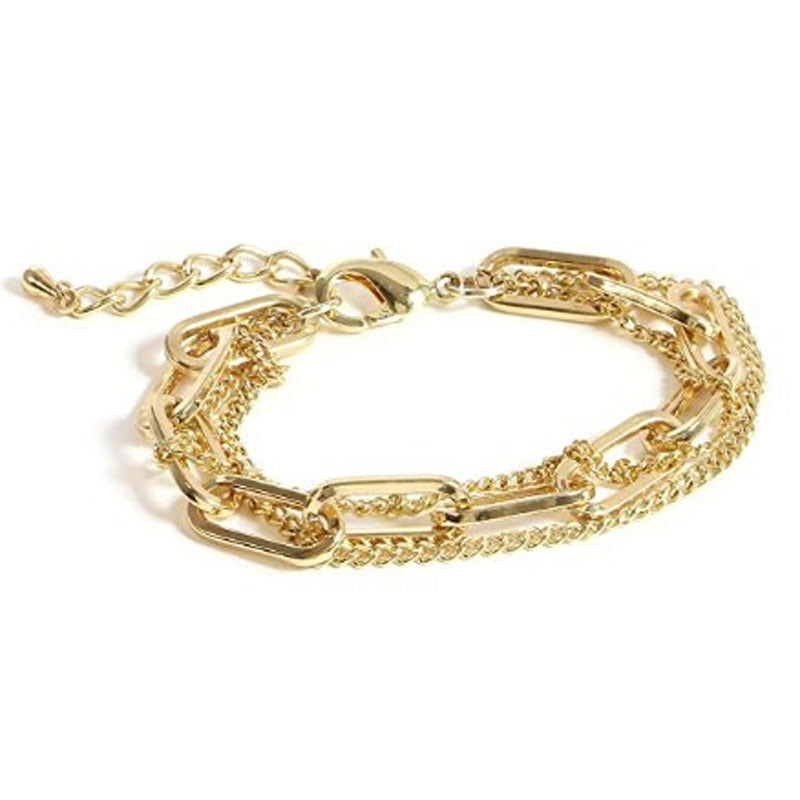 Geometric Alloy Double Layer Paper Clip Women's Bracelet