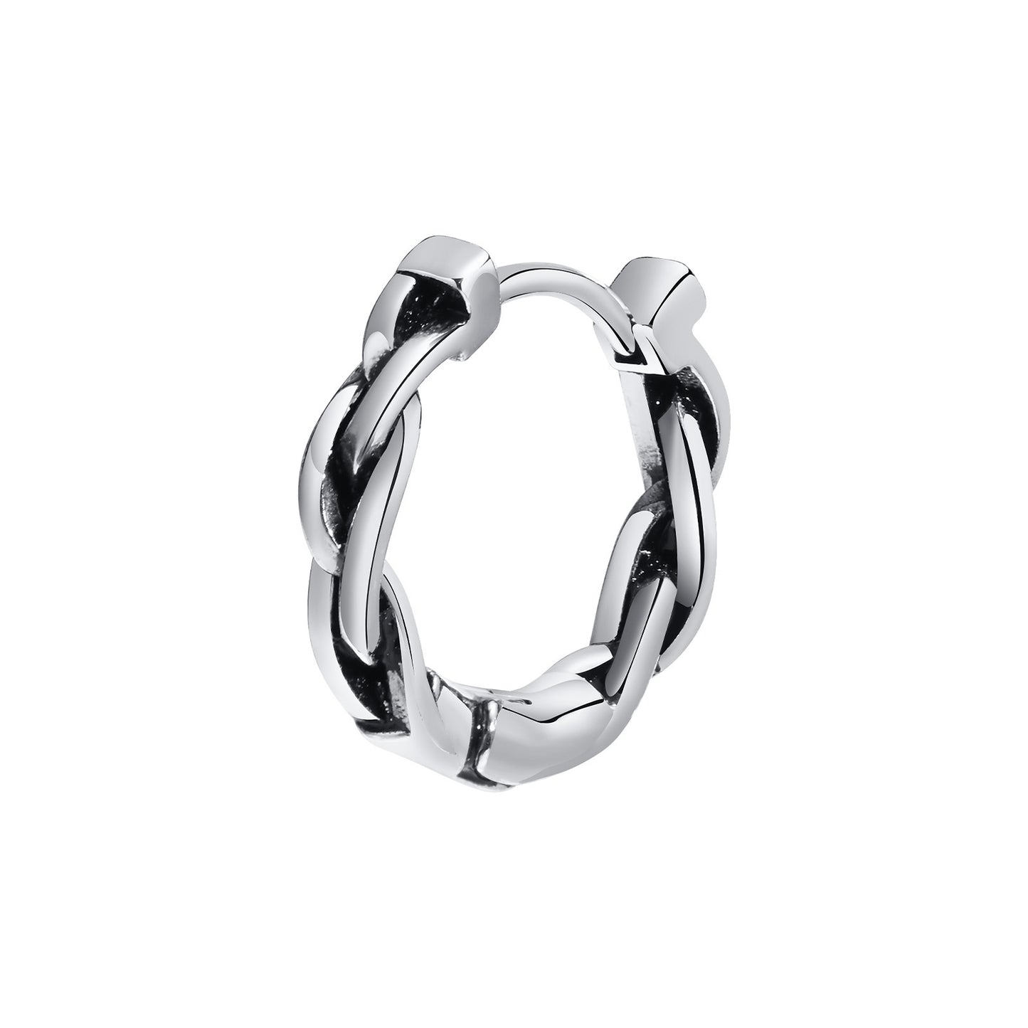 Fashion Geometric Stainless Steel Twisted Hoop Men's Earrings