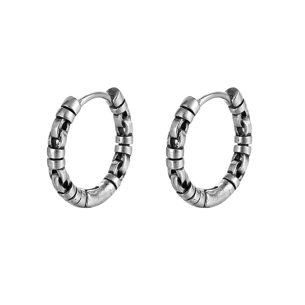 Fashion Geometric Titanium Steel Men's Twisted Rope Hoop Earrings