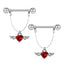 Fashion Heart Shape Spider Wing Nipple Ring with Zircon