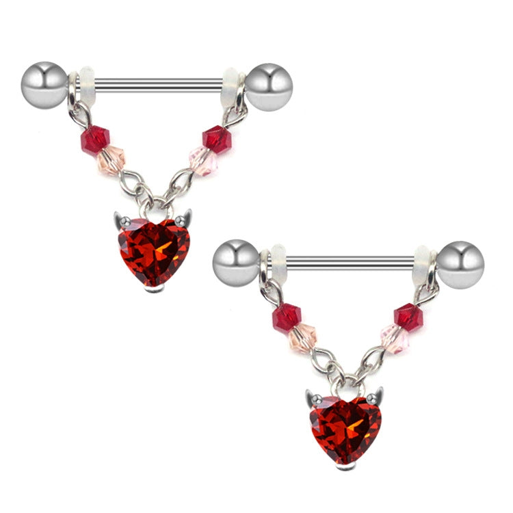 Fashion Heart Shape Spider Wing Nipple Ring with Zircon