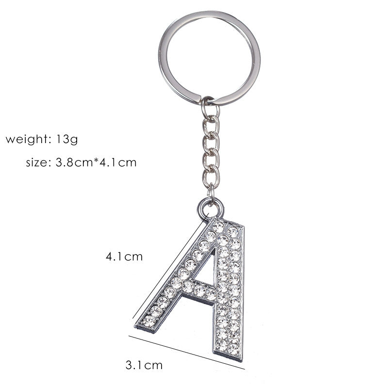 Fashion Alphabet Rhinestone Keychain Pendant - Unisex Metal Letter Accessory