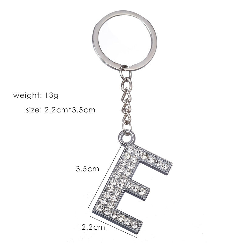 Fashion Alphabet Rhinestone Keychain Pendant - Unisex Metal Letter Accessory