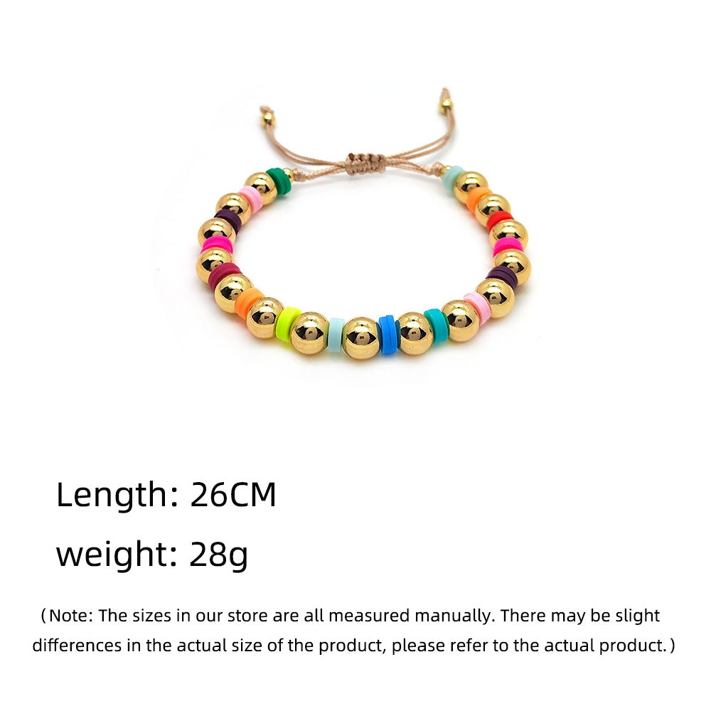 Fashion Bohemian Multicolor Soft Clay Beaded Women's Bracelet with 18k Gold Plated Beads