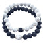 Fashion Round Crystal & Volcanic Rock Beaded Unisex Bracelet Set