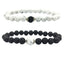 Fashion Round Crystal & Volcanic Rock Beaded Unisex Bracelet Set