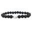 Fashion Round Crystal & Volcanic Rock Beaded Unisex Bracelet Set