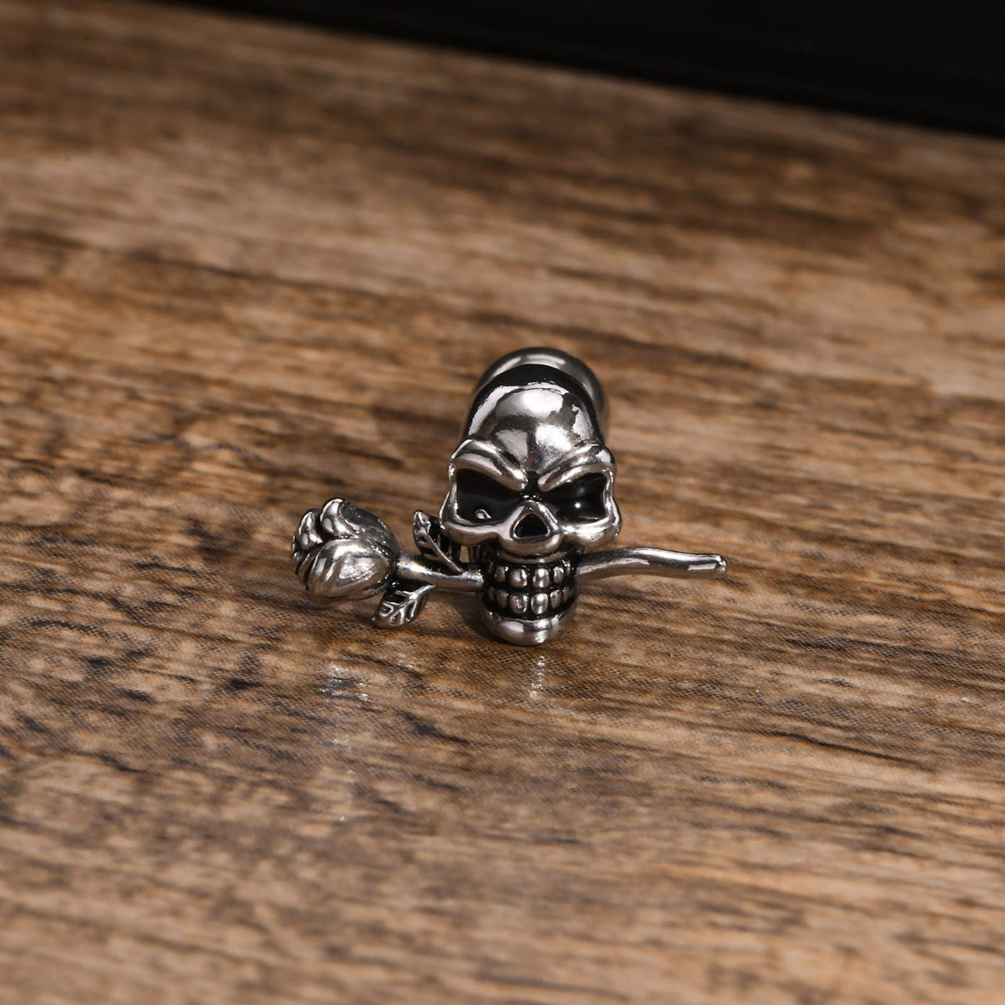 Fashion Skull Rose Stainless Steel Ear Studs - Single Piece Earrings