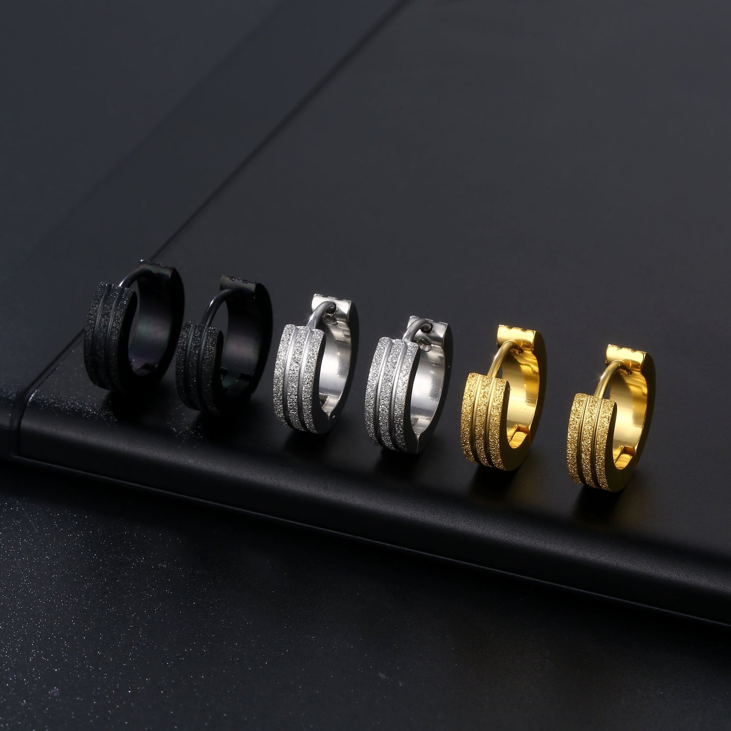 Fashion Minimalist Alloy Plated Matte Hoop Earrings for Men and Women