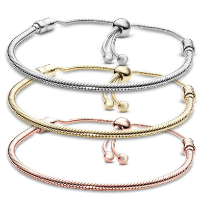 Fashion Unisex Alloy Plated Snake Chain Bracelet - Adjustable European Charm Jewelry