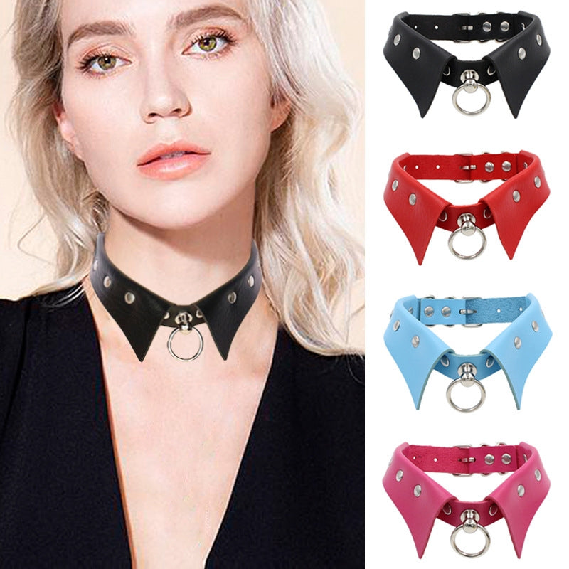 Fashion Gothic Punk PU Leather Choker Necklace for Women