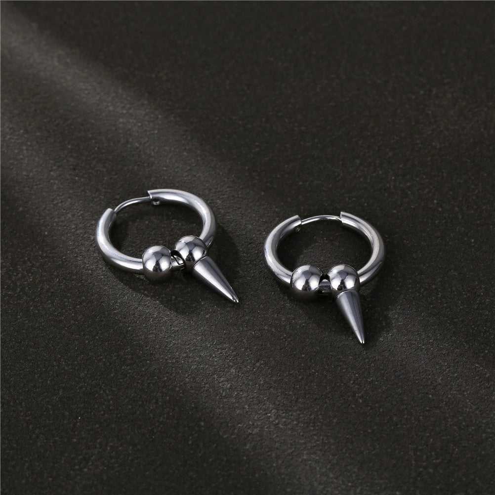 Fashion Stainless Steel Tapered Pendant Hoop Earrings for Men and Women