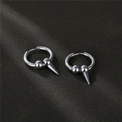 Fashion Stainless Steel Tapered Pendant Hoop Earrings for Men and Women