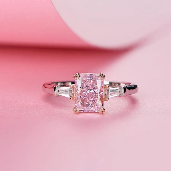 Fashion Square Alloy Zircon Engagement Ring for Women