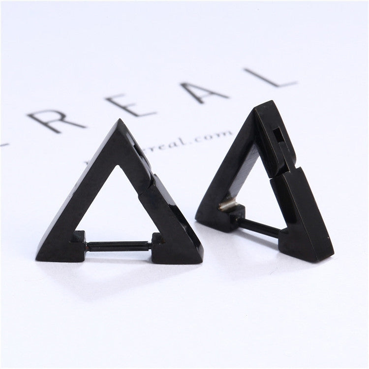 1 Piece Fashion Triangle Polished Titanium Steel Earrings