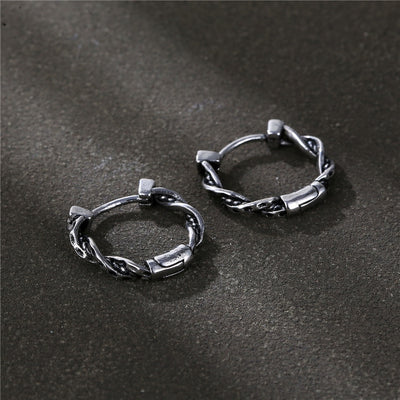 Fashion Twist Titanium Steel Men's Hoop Earrings