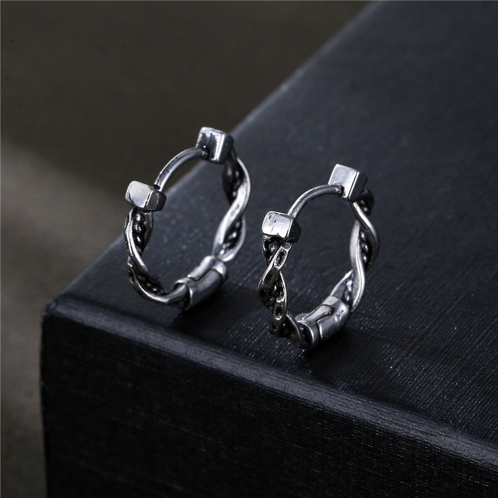 Fashion Twist Titanium Steel Men's Hoop Earrings