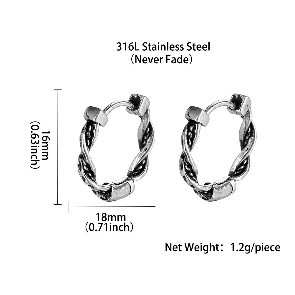 Fashion Twist Titanium Steel Men's Hoop Earrings