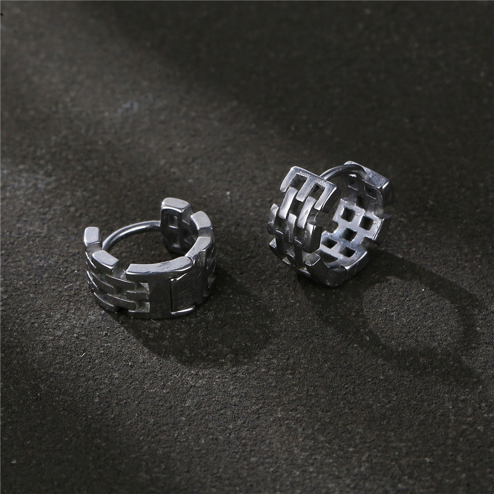 Hip-hop Geometric Titanium Steel Chain Men's Earrings