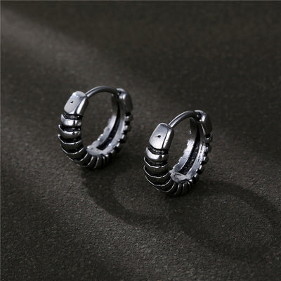 Hip-hop Titanium Steel Plated Men's Twisted Hoop Earrings