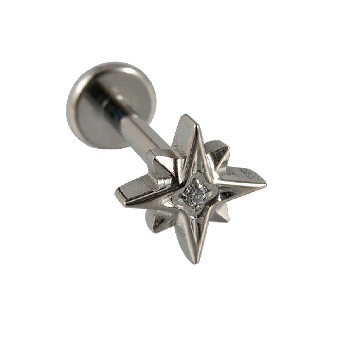 G23 Titanium Sun and Star Zircon Lip and Ear Studs with 18K Gold Plating