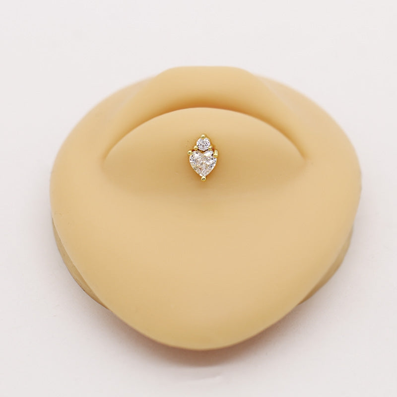 Heart Shaped Lip Rings with Bow Knot and Pearl Pendant - Stainless Steel and Gold Plated