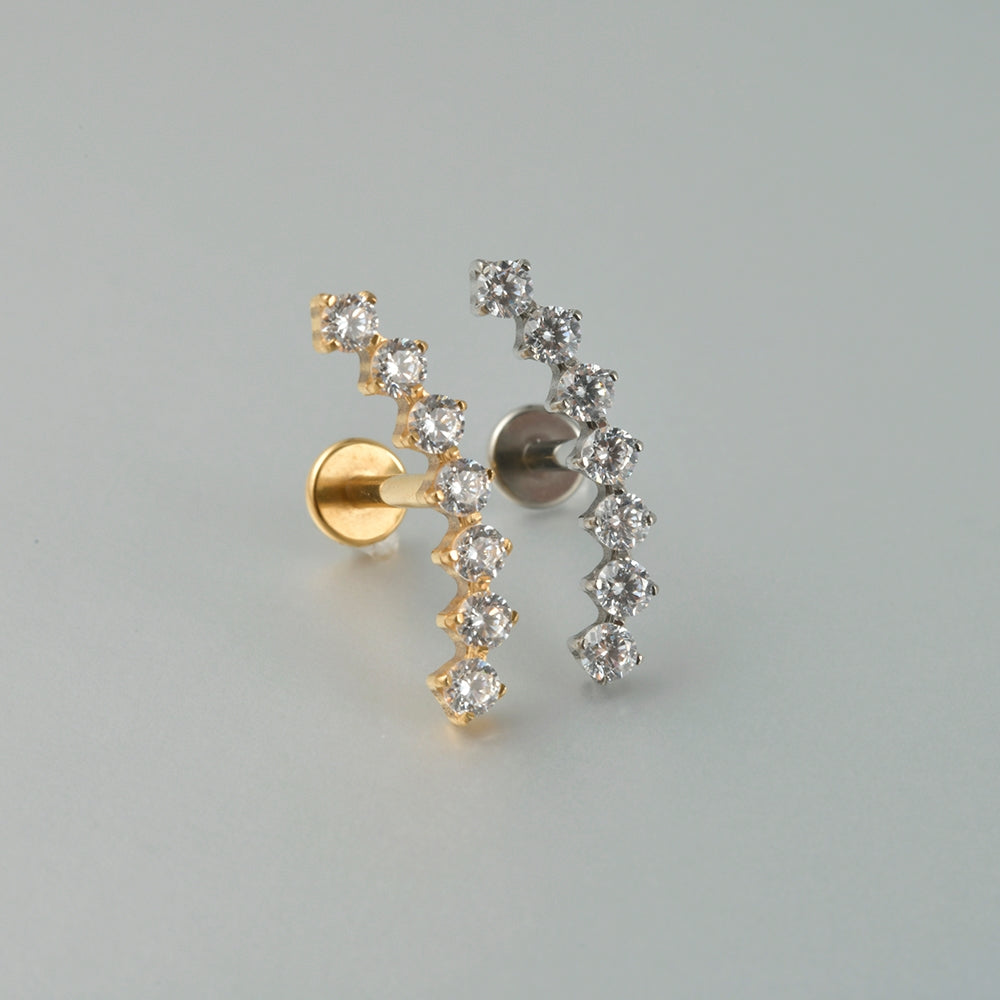 G23 Titanium Zircon Moon Lip and Cartilage Stud Earrings