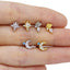 Artistic Star Moon Rose Gold Plated Stainless Steel Lip Rings with Zircon Crown Studs