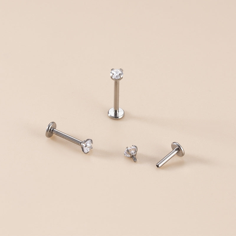 G23 Titanium Zircon Inlaid Geometric Lip Rings and Earrings Piercing Jewelry