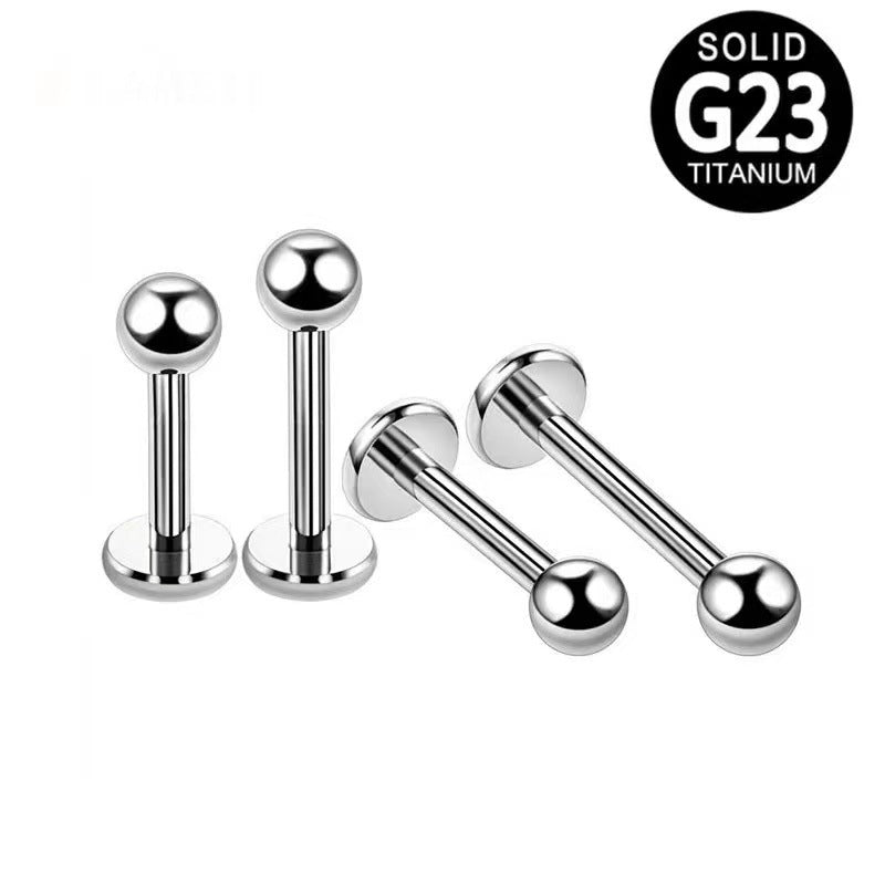 Classic Style Titanium Lip Rings - Solid Color & T-Shaped Body Piercing Jewelry