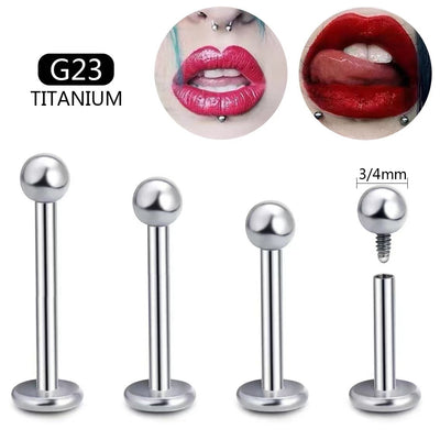 Classic Style Titanium Lip Rings - Solid Color & T-Shaped Body Piercing Jewelry